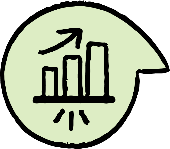 Icon showing upward business growth graph.