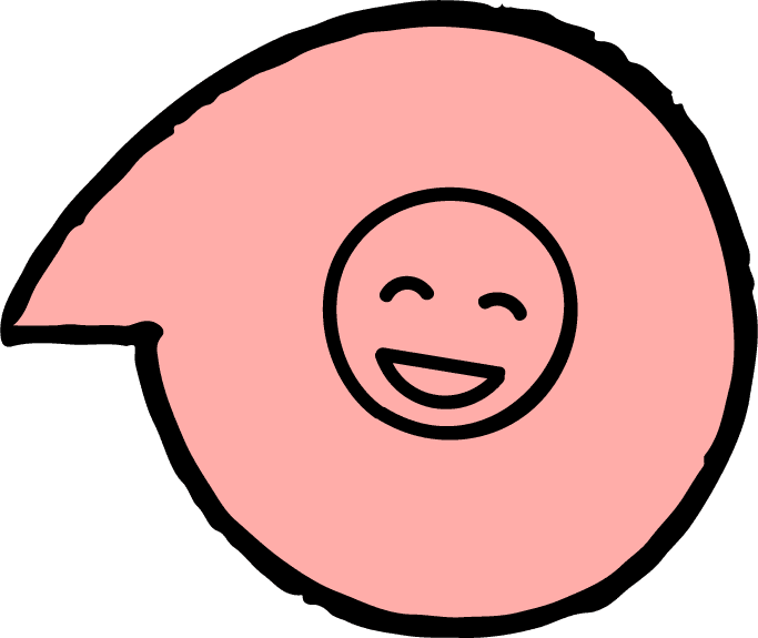 Smiling face on pink spiral background